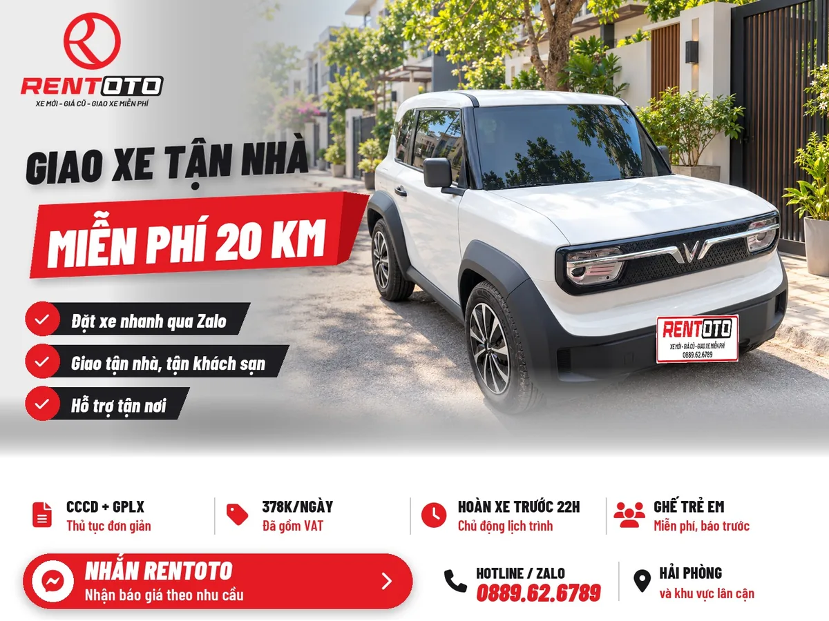 Giao xe VF3 tận nhà miễn phí trong 20 km tại Hải Phòng – Tự lái Rentoto