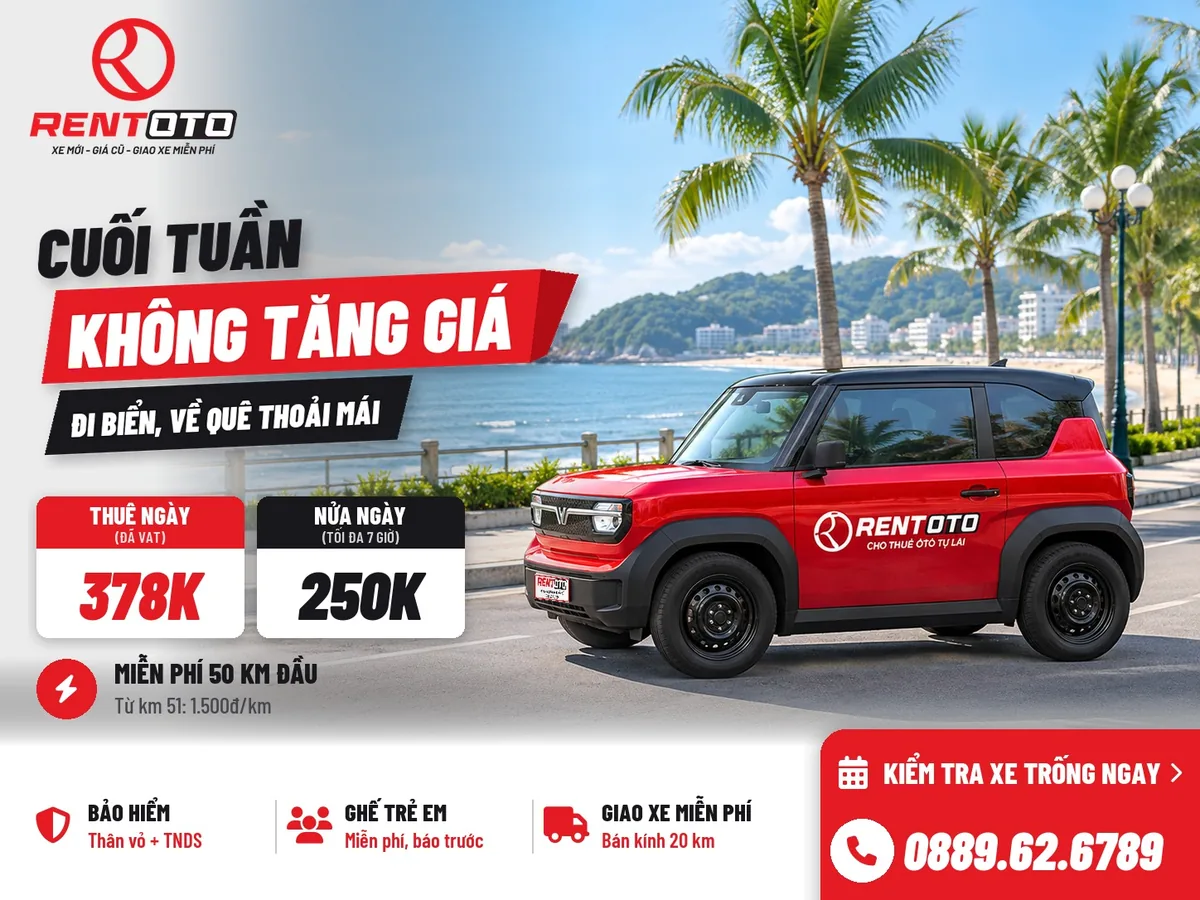 Thuê xe VF3 đi biển cuối tuần không tăng giá – Tự lái Rentoto